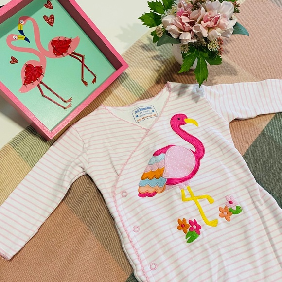 JoJo Maman Bebe One Pieces Nwot Pink Flamingo Footed Sleeper Kimono